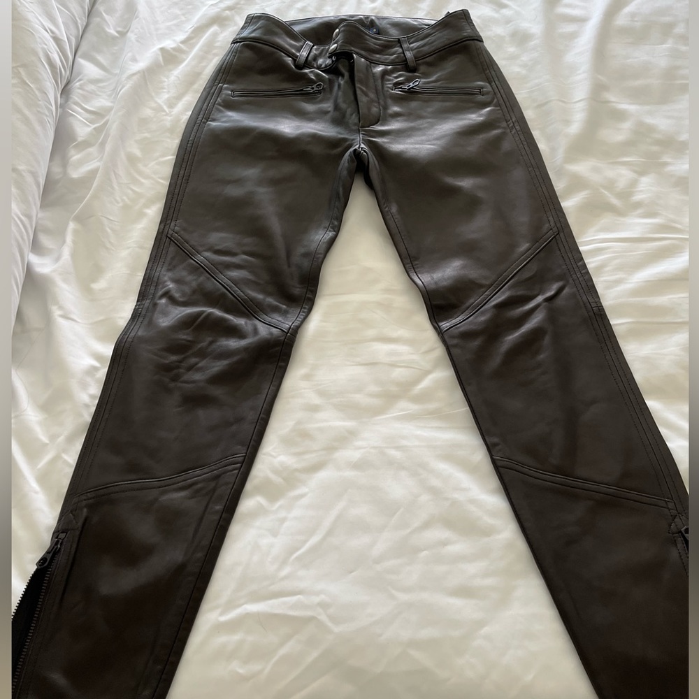 Ralph Lauren Rugby lamb skin leather pants size 0 in black.